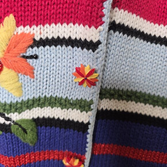 Storybook Knits For Home Shopping Network Size M Floral Beaded Cardigan Sweater - Picture 3 of 10